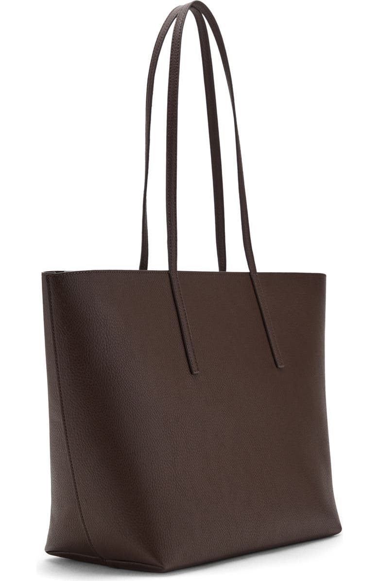 MANGO Double Handle Shopper Tote, Main, color, Chocolate