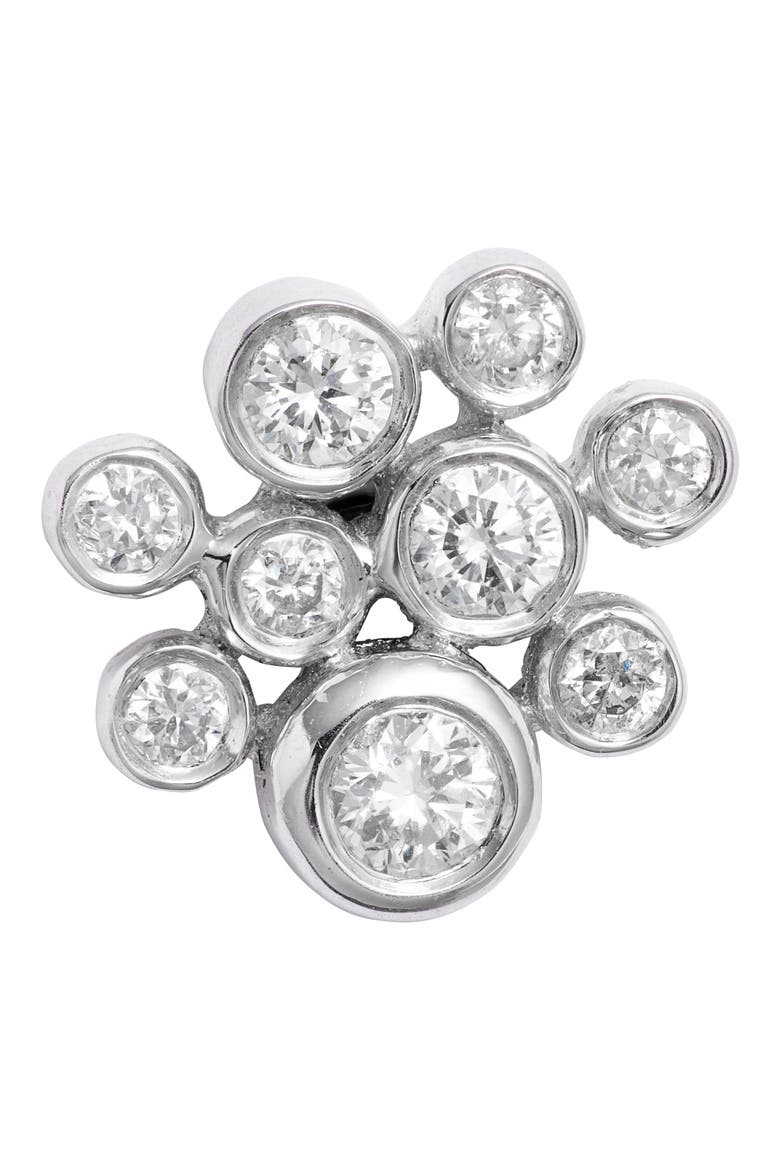 Diamond Cluster Stud Earrings, Alternate, color, SILVER