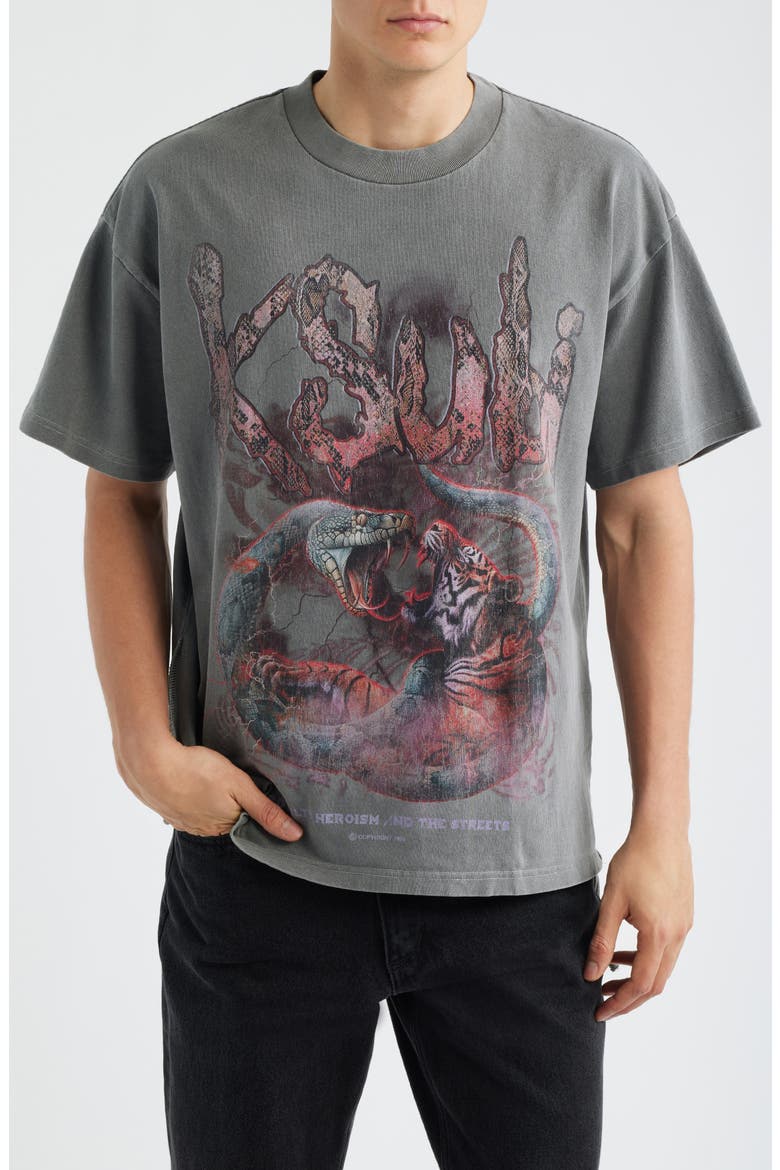 Knotted Ekcess Oversize Graphic T-Shirt, Main, color, CHARCOAL