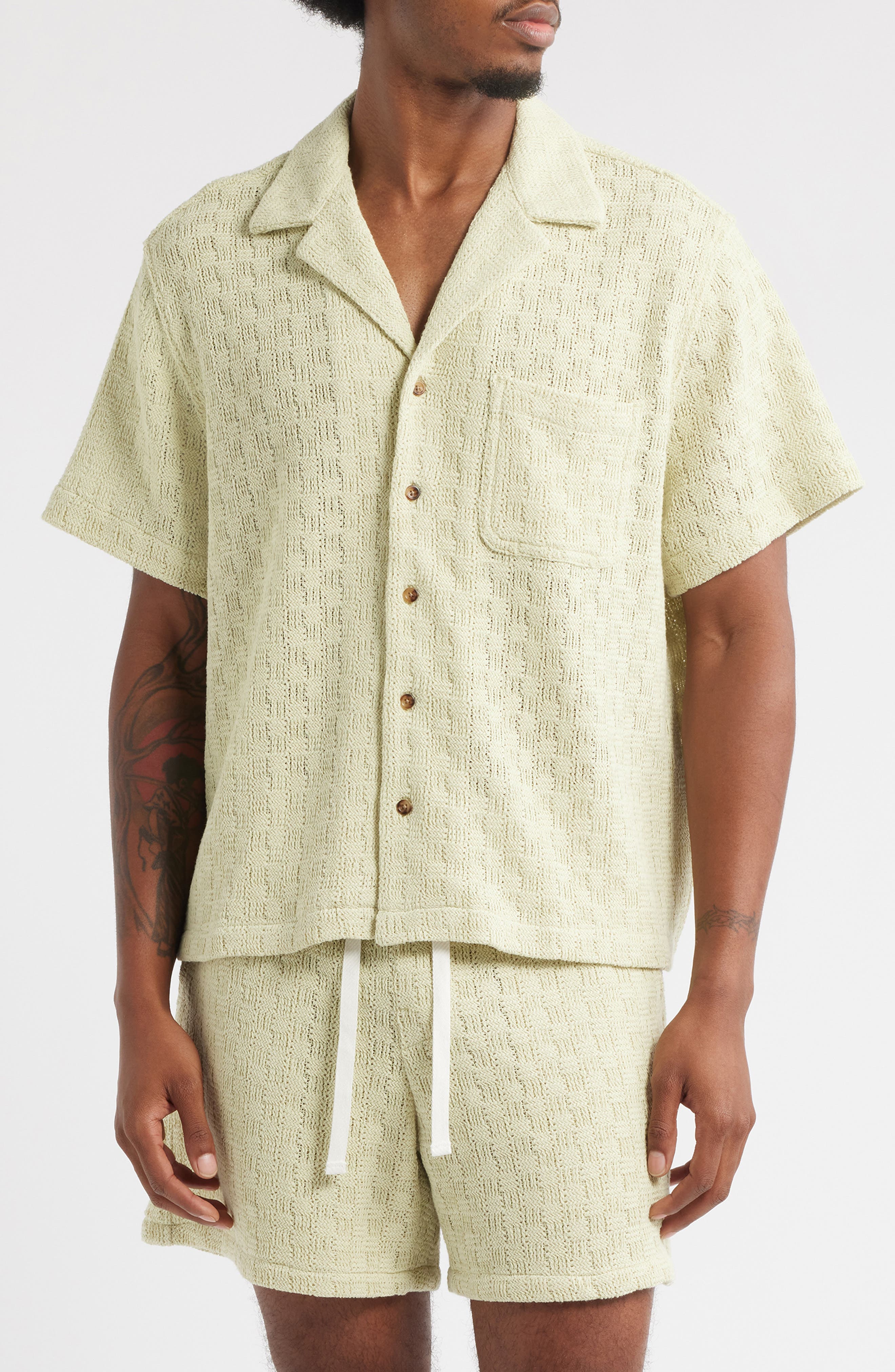 RIZORT Gregory Basket Weave Knit Camp Shirt