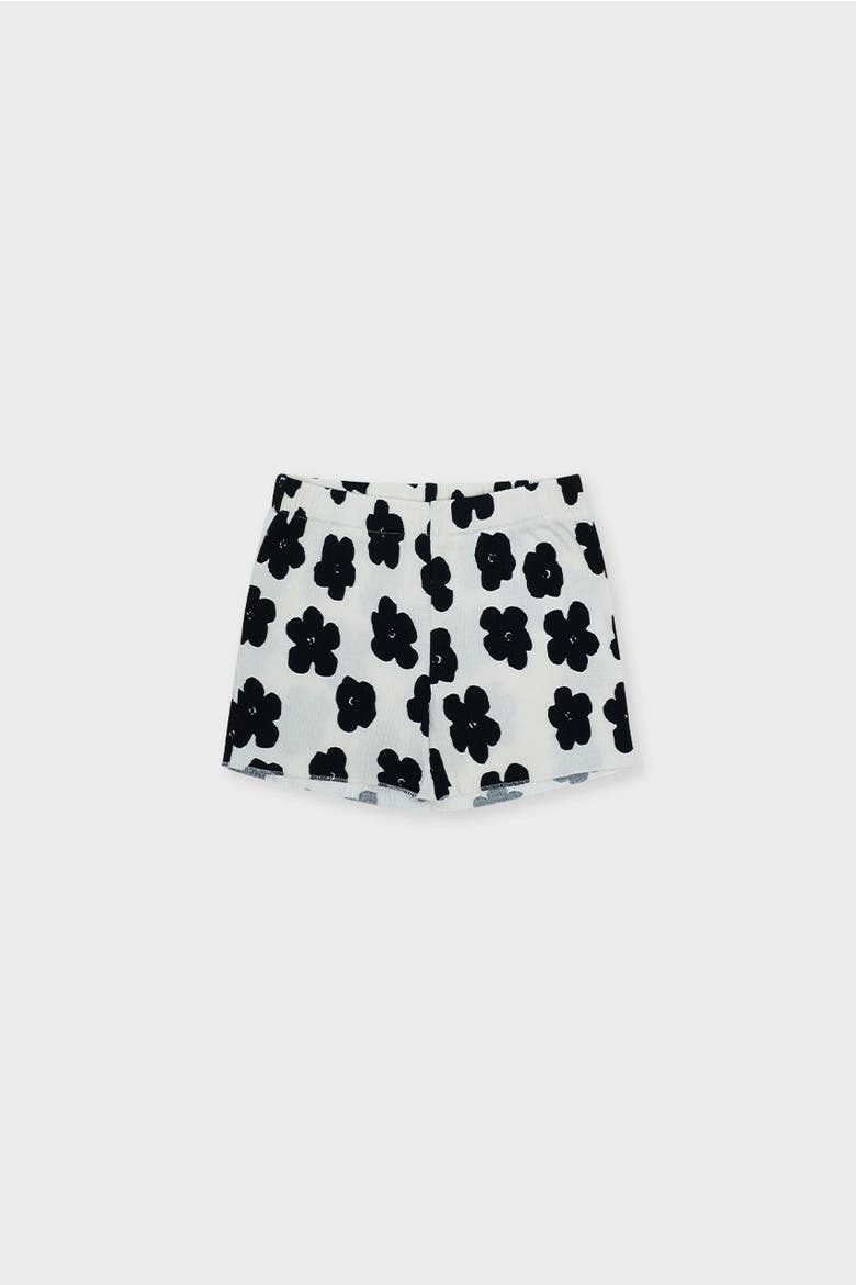 Organic Cotton Ribbed Short, Main, color, Off White with Flower Print
