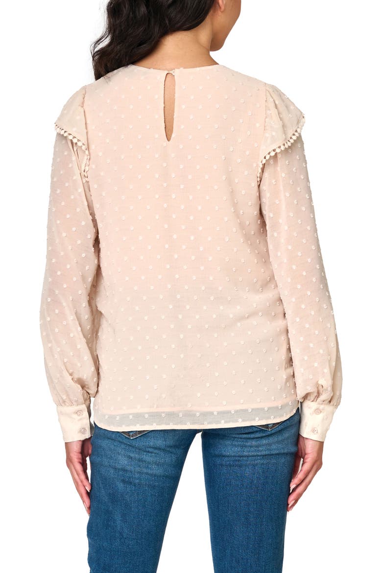 Ophelia Ruffle Clip Dot Chiffon Top, Alternate, color, SHELL PINK