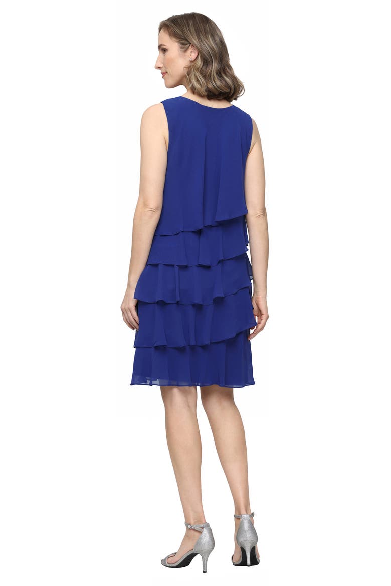 Tiered Ruffle Chiffon Dress with Jacket, Alternate, color, IRIS