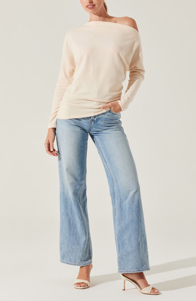 ASTR the Label Off the Shoulder Long Sleeve Sweater, Alternate, color, Buttercrm