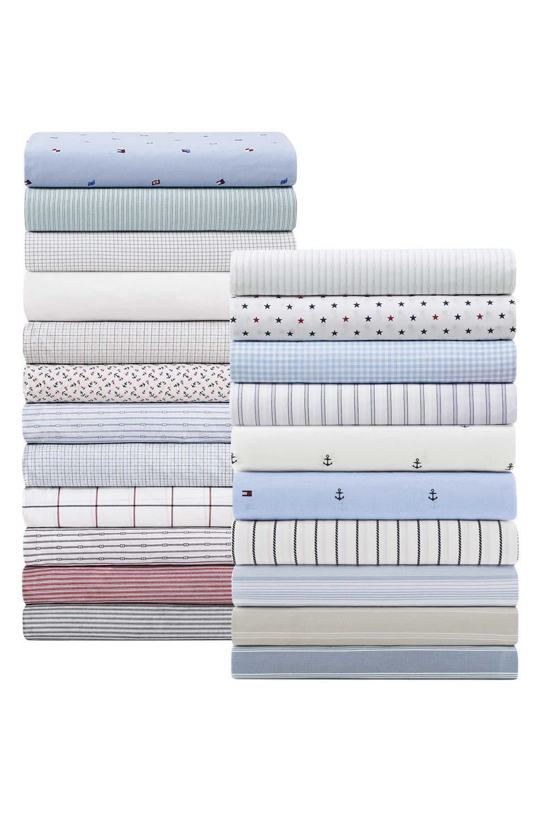 Tommy Hilfiger Highland Ticking Stripe Sheet Set, Alternate, color, Harbor Green/ Blue