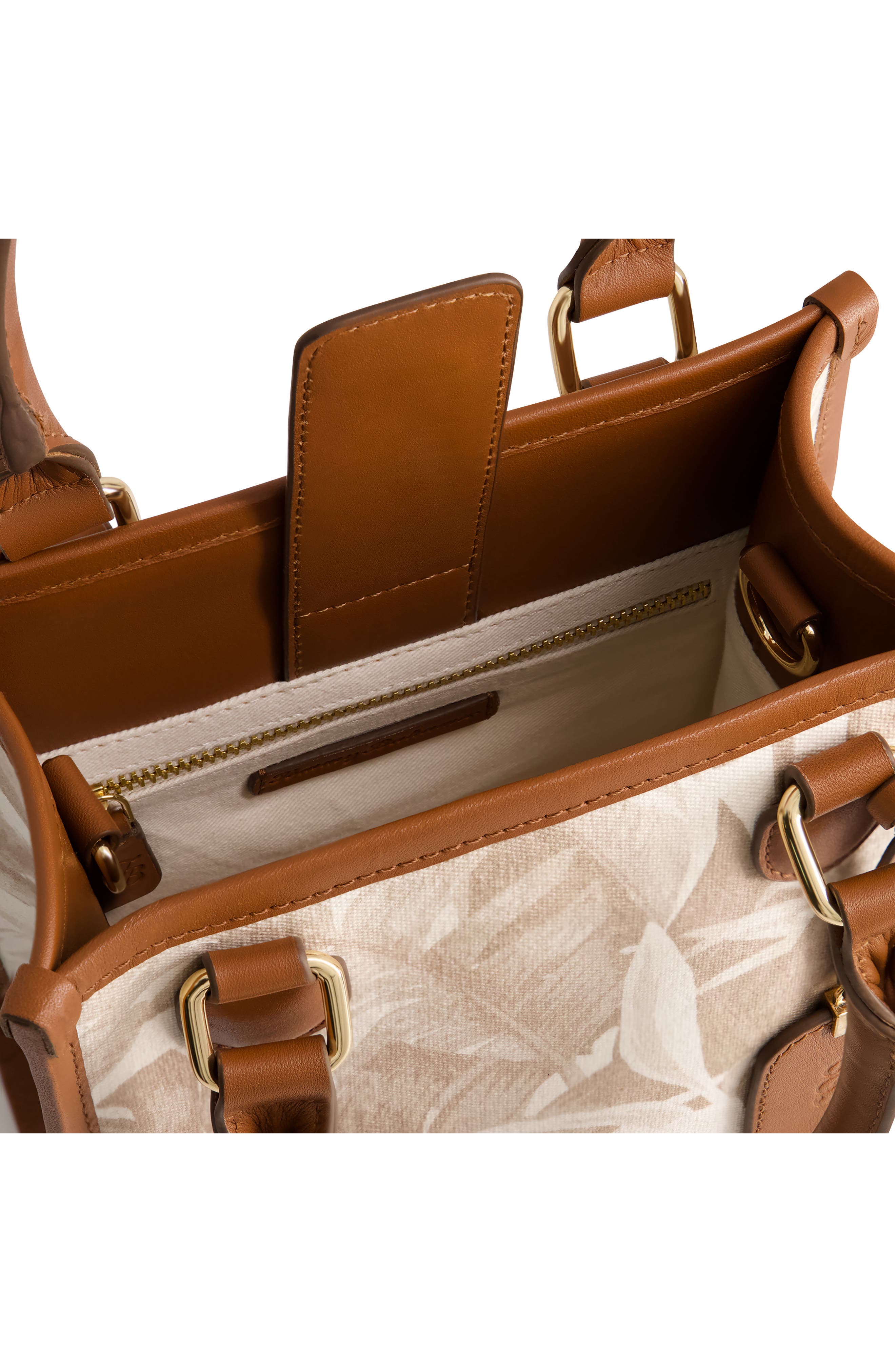 Tommy Bahama Floral Canvas & Leather Trim North/South Tote Bag, Alternate, color, Beige Multi