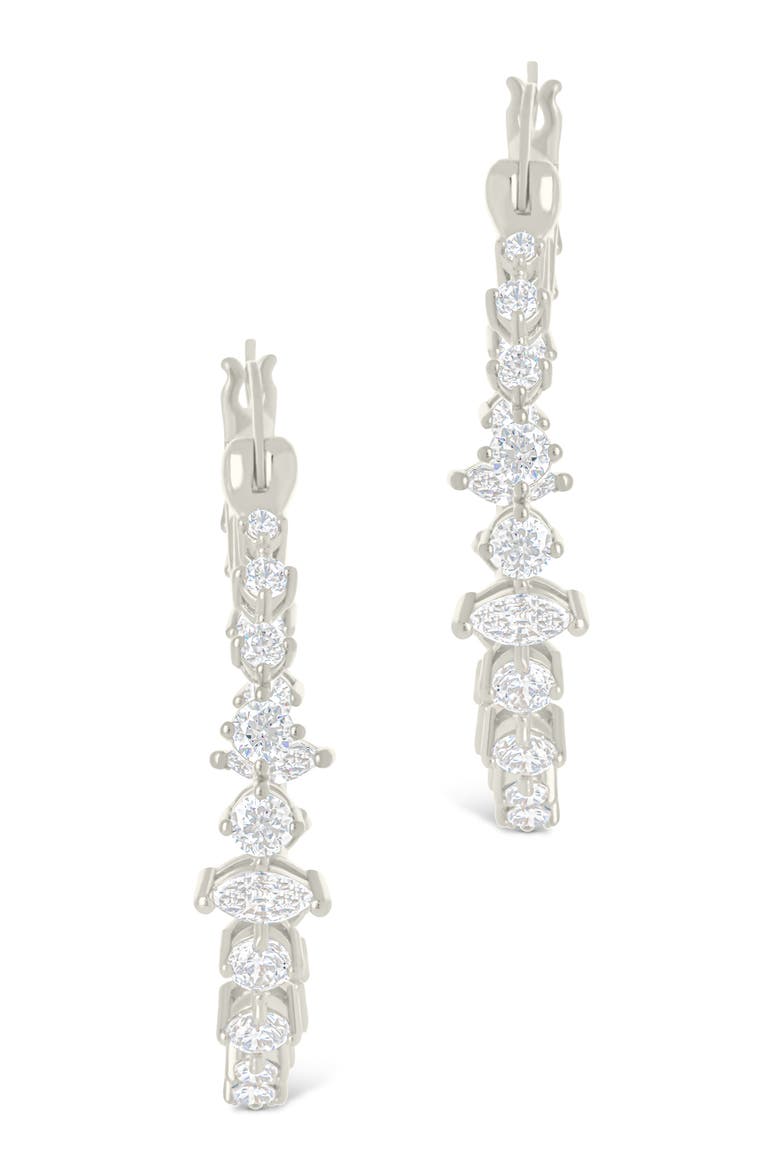 Aaliyah Cubic Zirconia Hoop Earrings, Alternate, color, SILVER