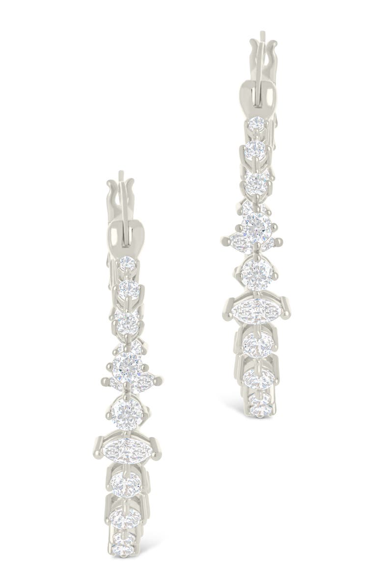 Sterling Forever Aaliyah Cubic Zirconia Hoop Earrings, Alternate, color, Silver