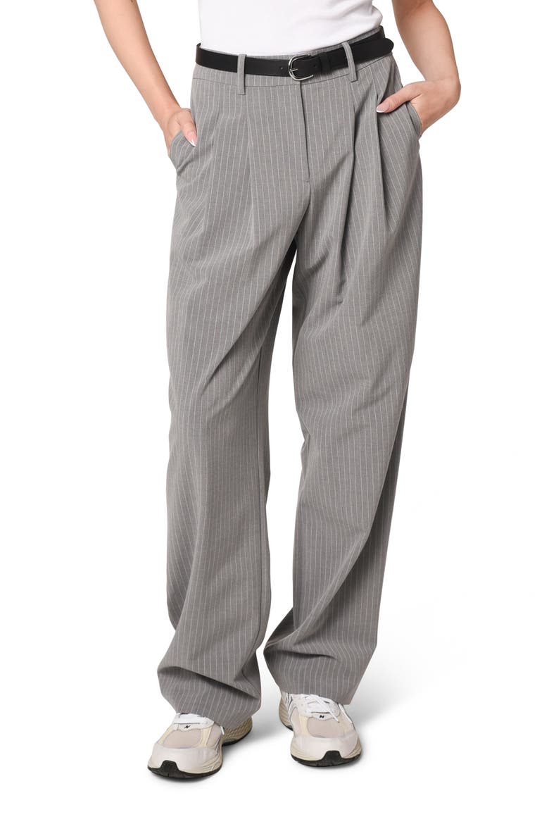 Icon Pinstripe Straight Leg Trousers, Alternate, color, GREY PINSTRIPE