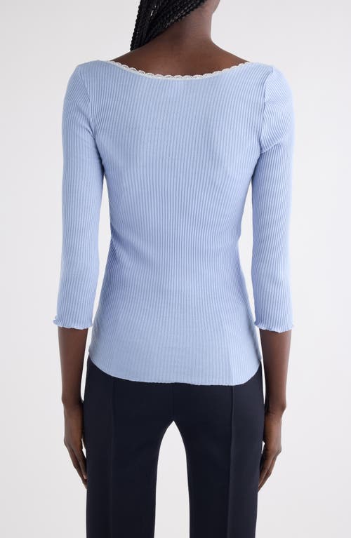 Chloé Three-quarter Sleeve Tubular Button-up Top In Blue