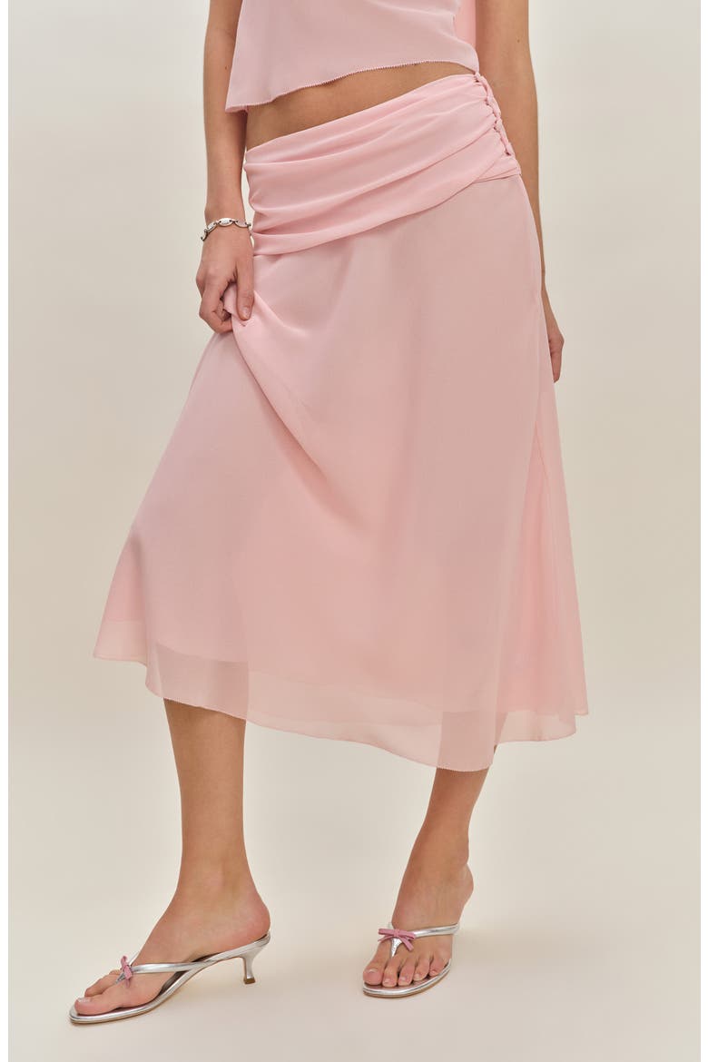 x Devon Lee Carlson Olivia Low Waist Midi Skirt, Main, color, SUGAR BLOSSOM