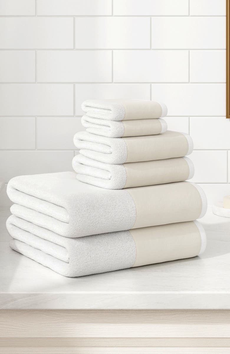 Woven & Weft Border 6-Piece Cotton Towel Set, Alternate, color, White