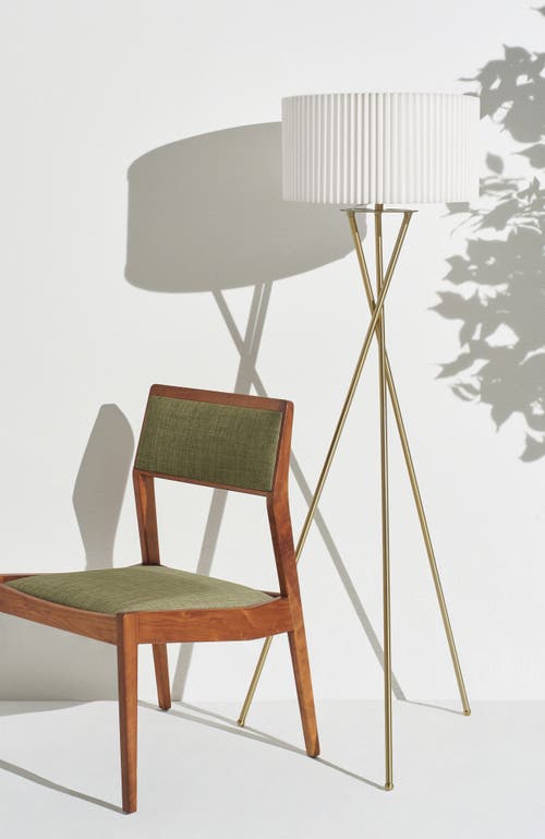 Brightech Jaxon Pleated 60' Smart Home Compatible Led Twisted Tripod Floor Lamp In Polished Gold