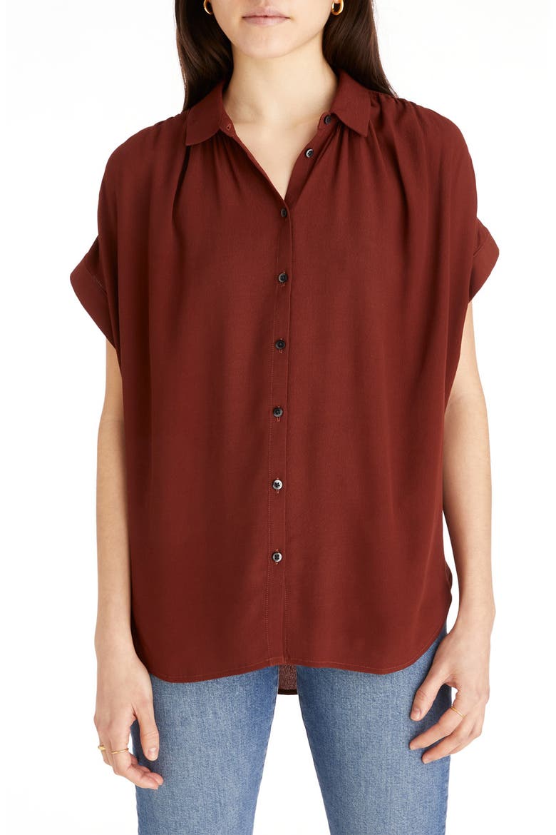 Central Drapey Shirt, Main, color, STAINED MAHOGANY