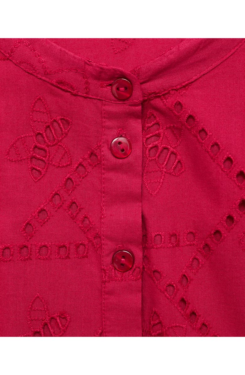 MANGO Eyelet Ruffle Hem Tie Waist Long Sleeve Minidress, Alternate, color, 