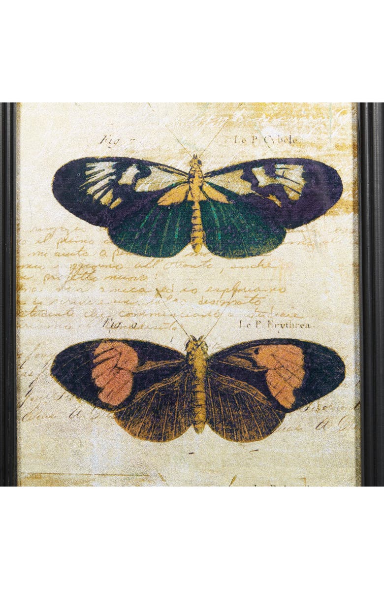 WILLOW ROW Set of 2 Butterfly Glass Framed Wall Art, Alternate, color, Brown