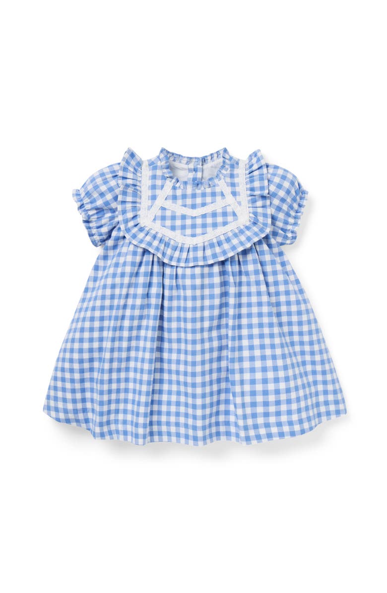 Janie and Jack Baby Gingham Ruffle Dress, Main, color, Blue