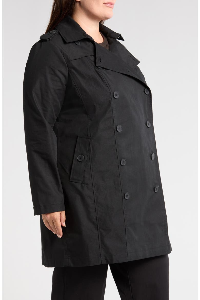 Derjon Double Breasted Trench Coat, Alternate, color, BLACK