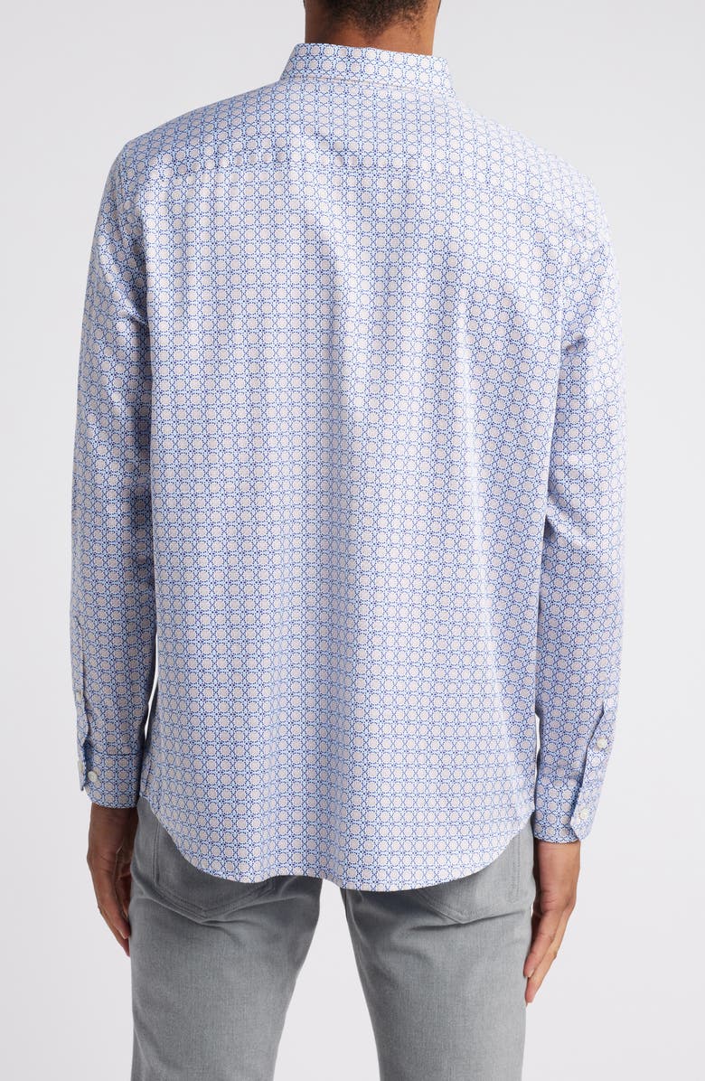 Johnston & Murphy Tile Print Button-Up Shirt, Alternate, color, Light Blue