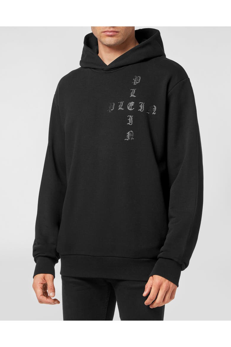 Hoodie Sweatshirt Gothic Plein Men, Main, color, black