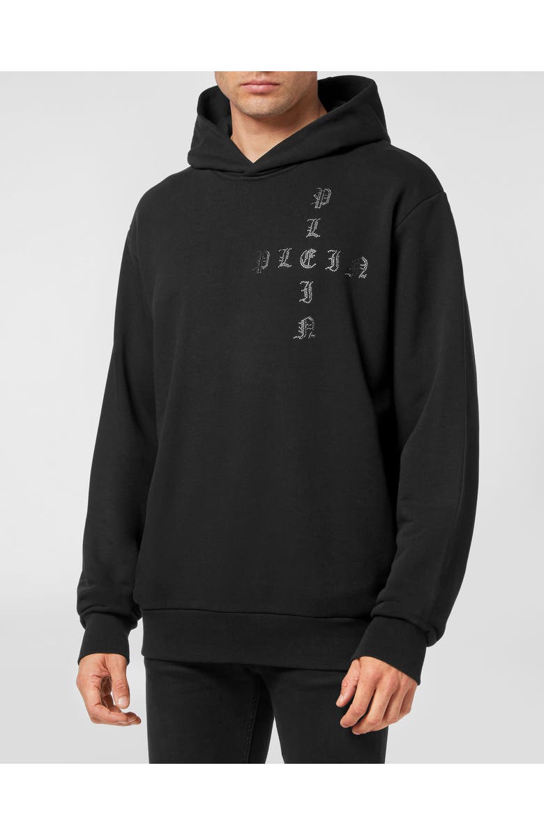 PHILIPP PLEIN Hoodie Sweatshirt Gothic Plein Men, Main, color, Black