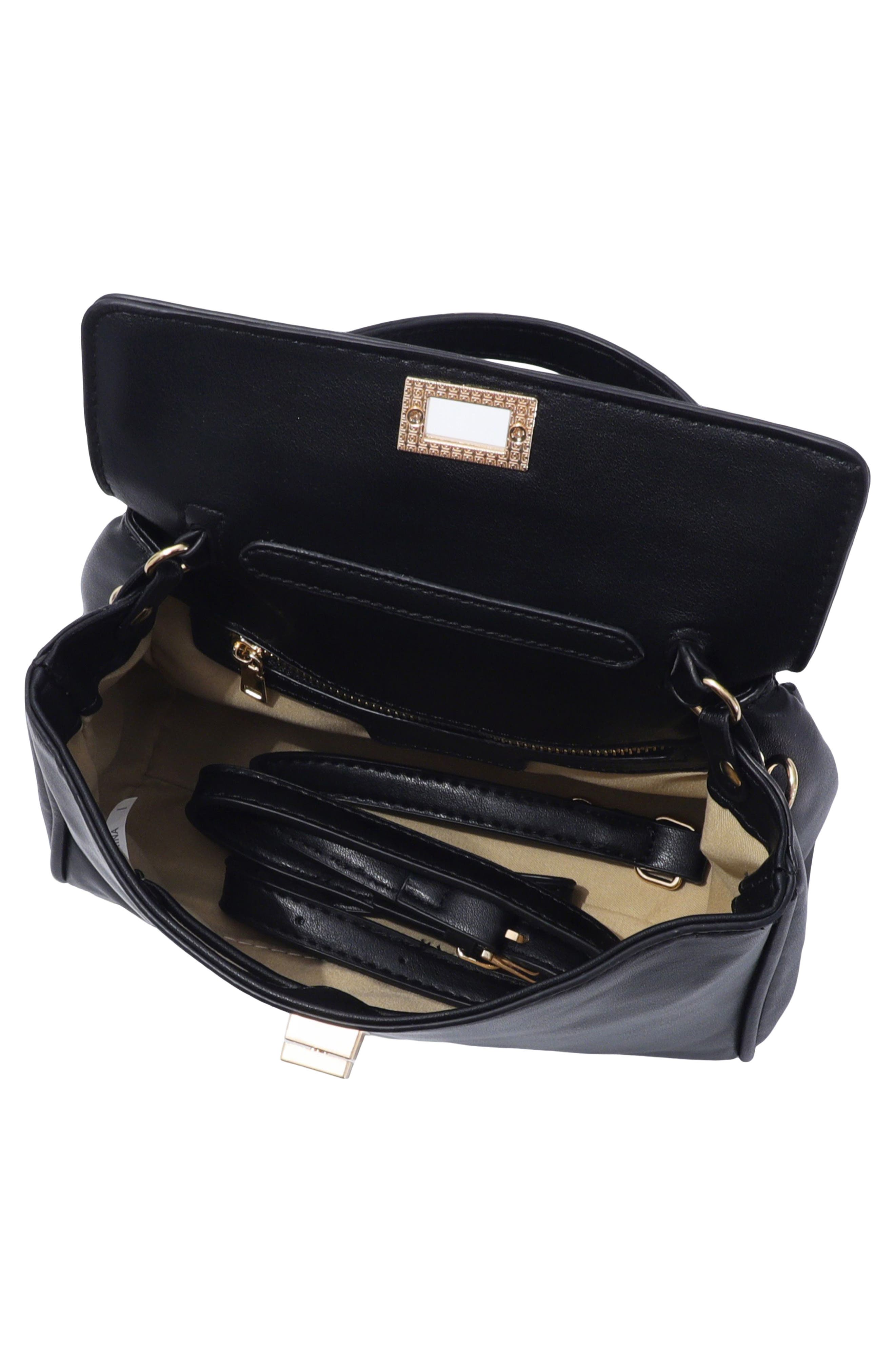 Faux Leather Single Handle Bag, Alternate, color, BLACK