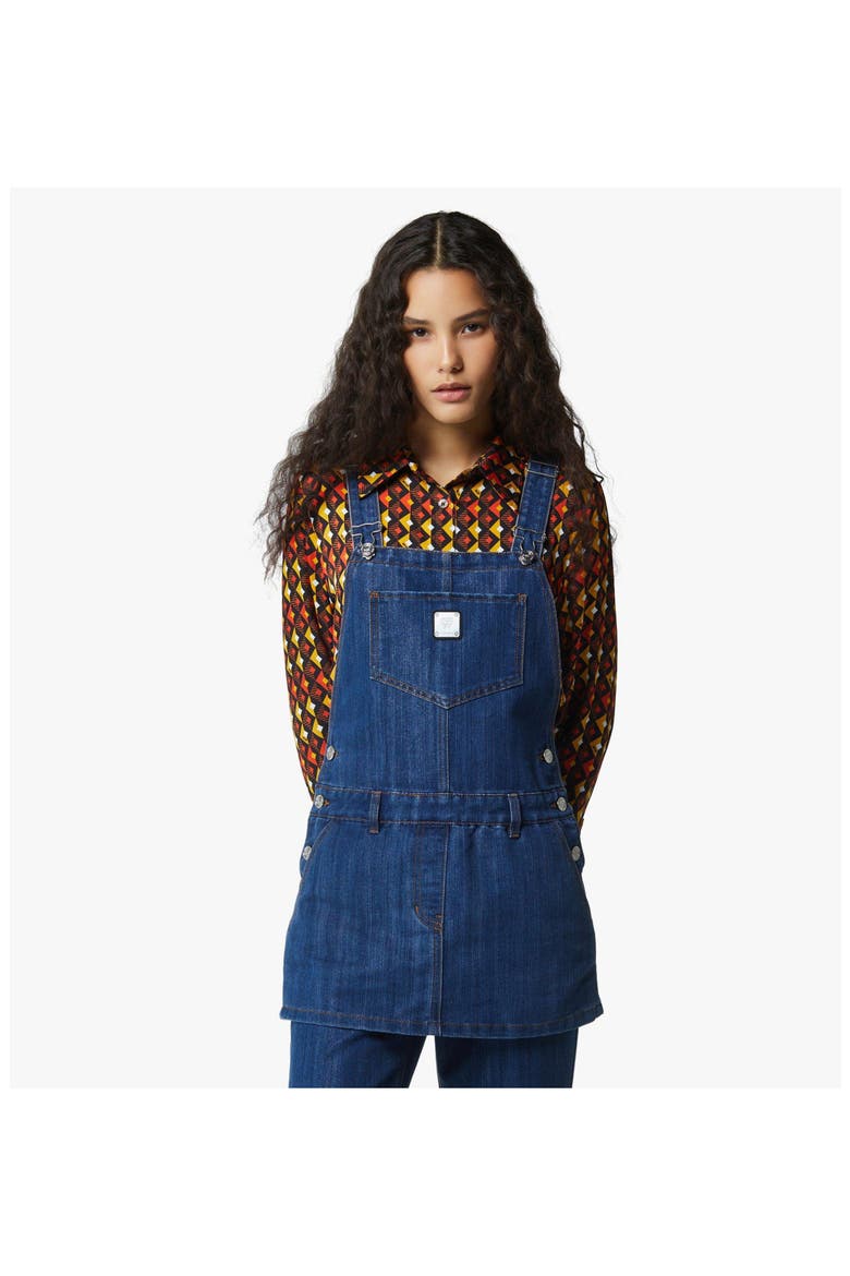 Overall Skirt in Lurex Denim, Alternate, color, Indigo