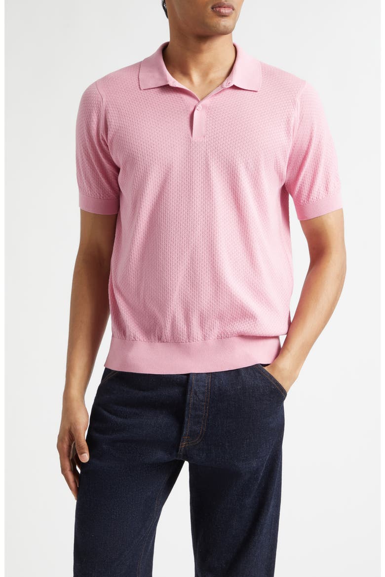 Calun Textured Sea Island Cotton Polo, Main, color, GLASS PINK