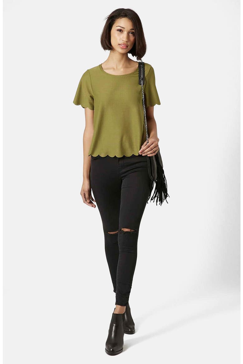 Scallop Frill Tee, Alternate, color, OLIVE