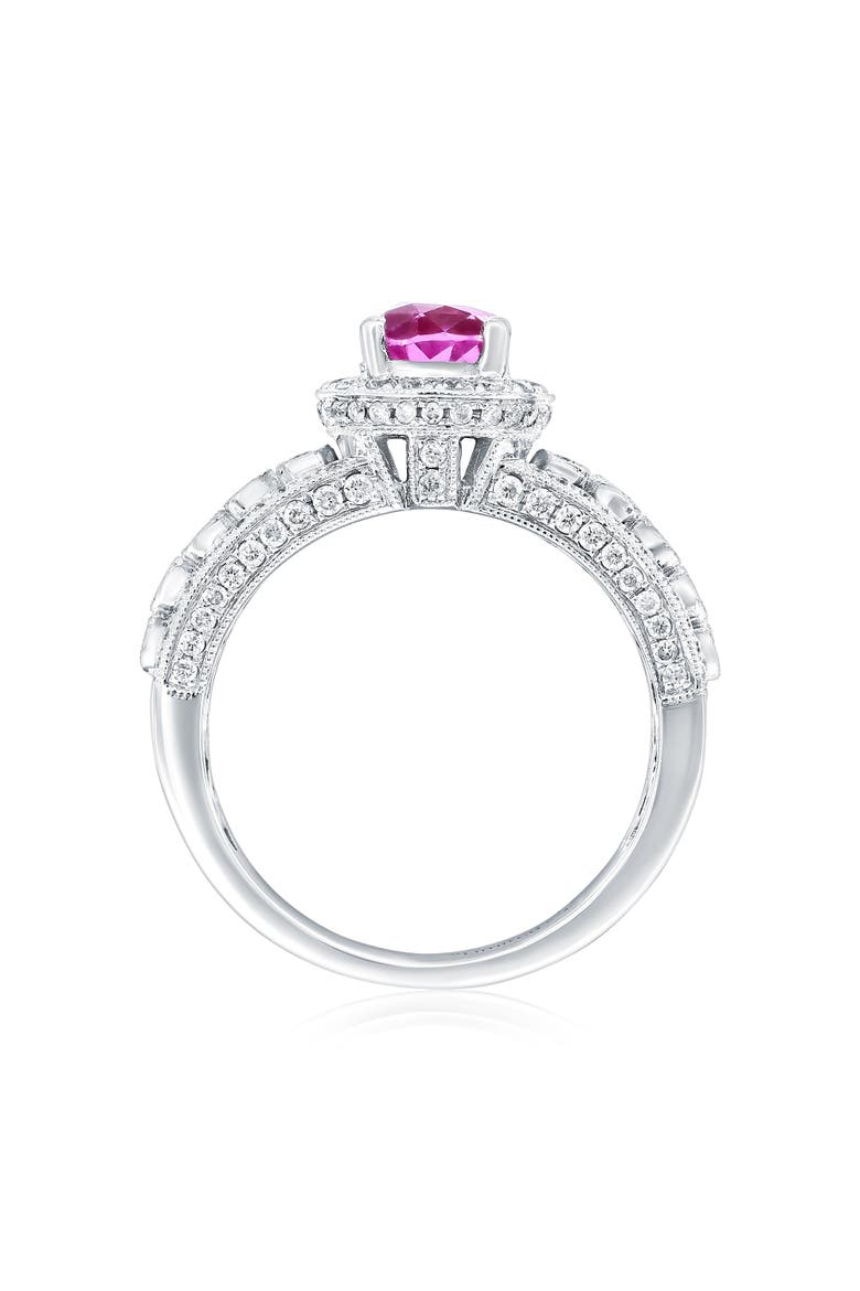 14K White Gold 0.89ct Pink Sapphire & 0.77cttw Diamond Ring, Alternate, color, Pink