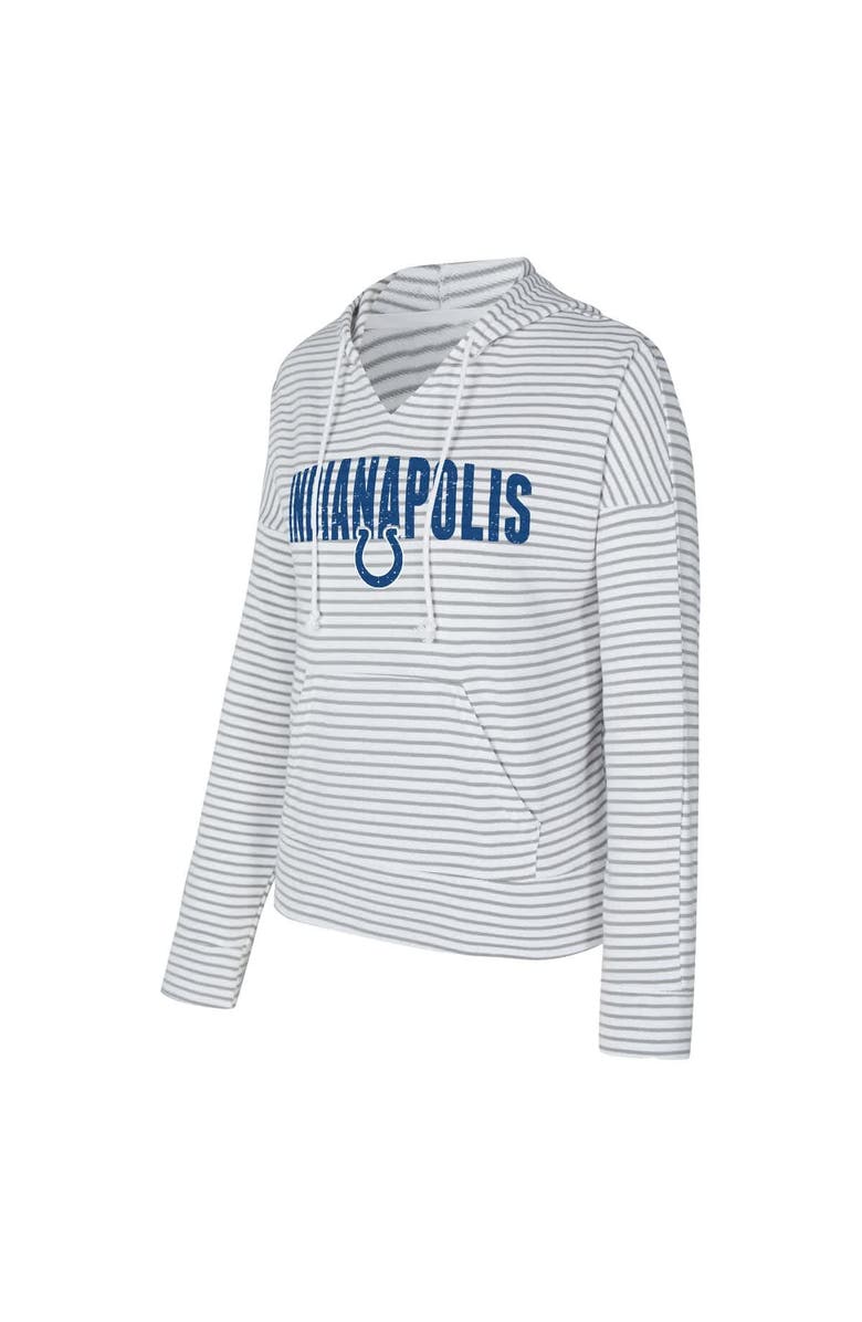 CONCEPTS SPORT Women's Concepts Sport White/Gray Indianapolis Colts Liftoff Striped V-Neck Hoodie, Alternate, color, White