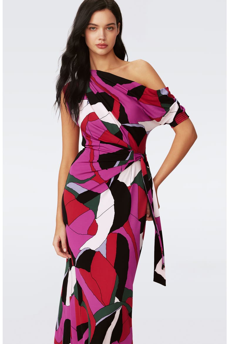 Eliana Abstract Geo Print One-Shoulder Maxi Dress, Alternate, color, TENDU LG