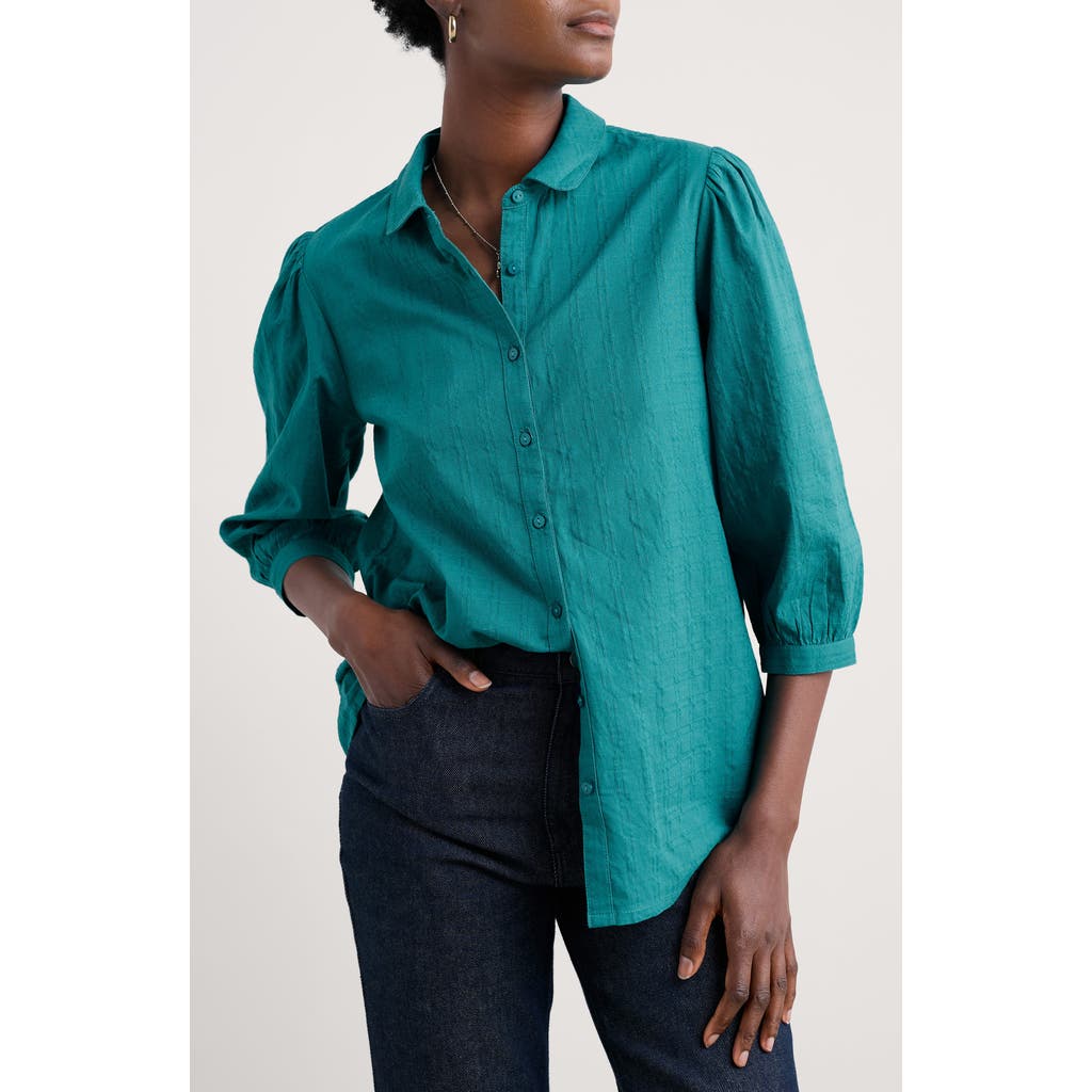 Seasalt Cornwall Hope Cottage Organic Cotton Button-up Shirt In Blue