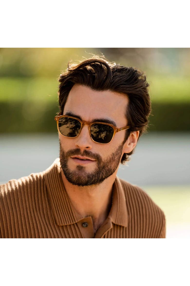 Francis - 52mm Geometric Square Polarized Sunglasses, Alternate, color, Sunset Tortoise