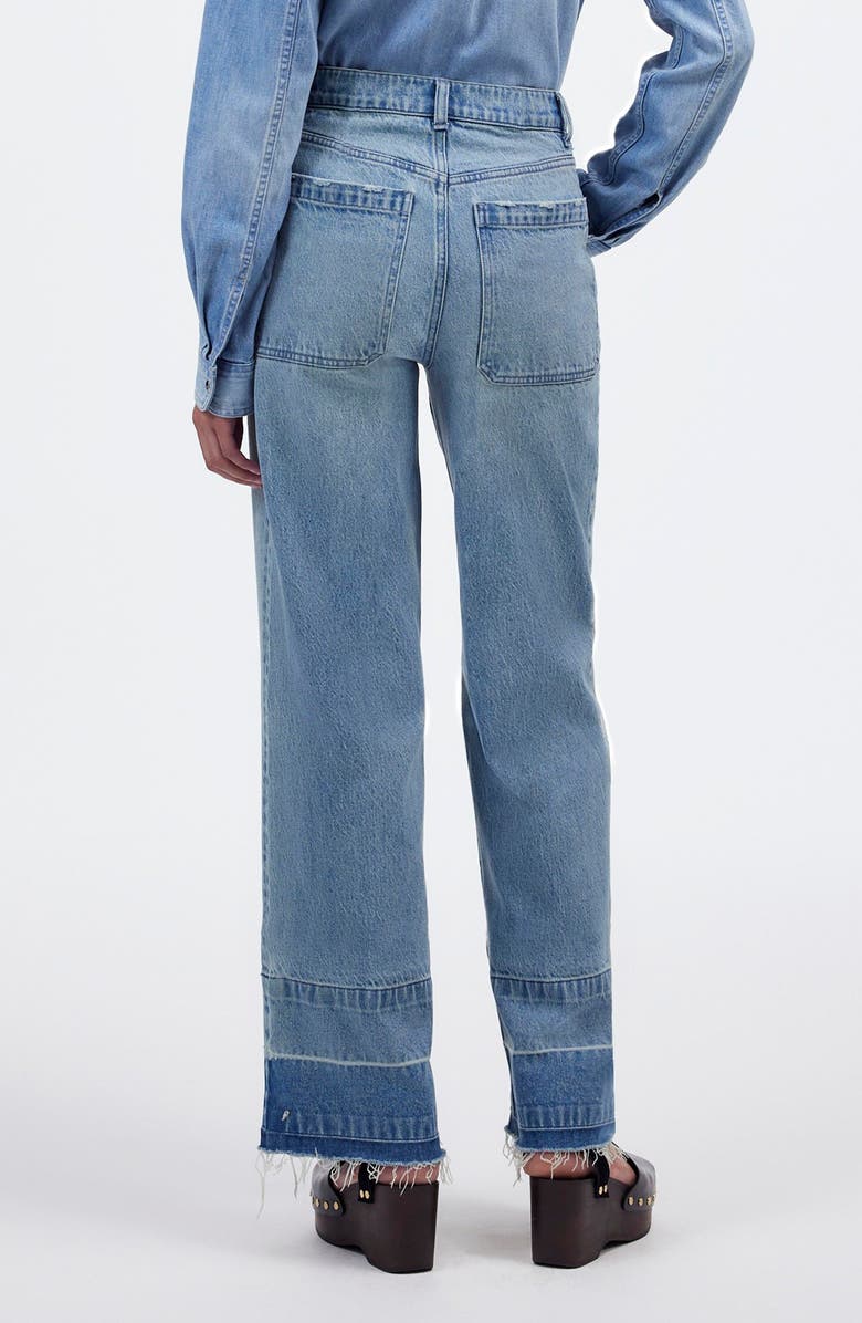 Madewell The Emmett Release Hem Patch Pocket Wide Leg Jeans, Alternate, color, Banning Wash