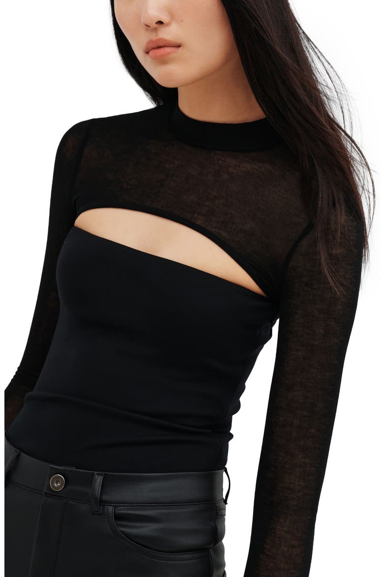 Graham Long Sleeve Bolero Top, Alternate, color, BLACK