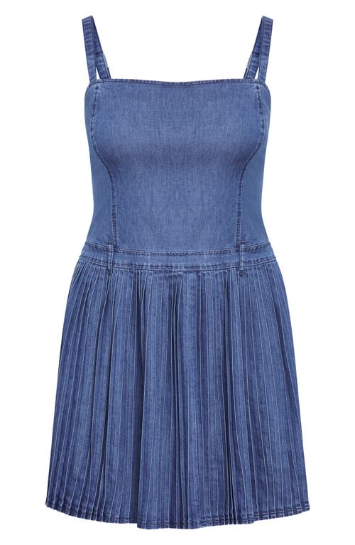 City Chic Skye Fit & Flare Denim Minidress In Mid Denim
