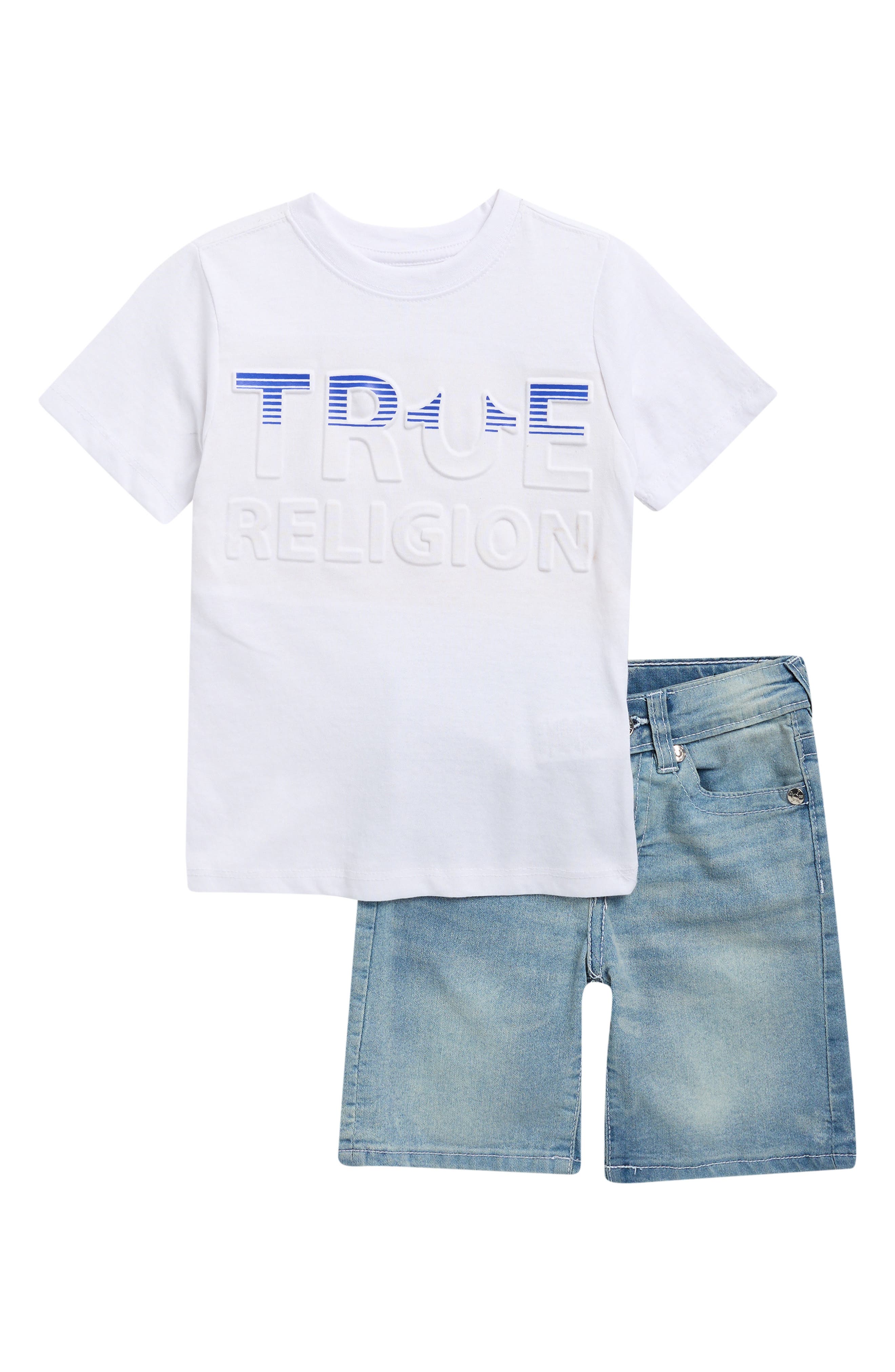 True Religion Kids' Knit Graphic T-Shirt & Denim Shorts Set