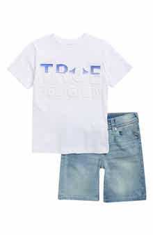 True Religion Kids' Knit Graphic T-Shirt & Denim Shorts Set