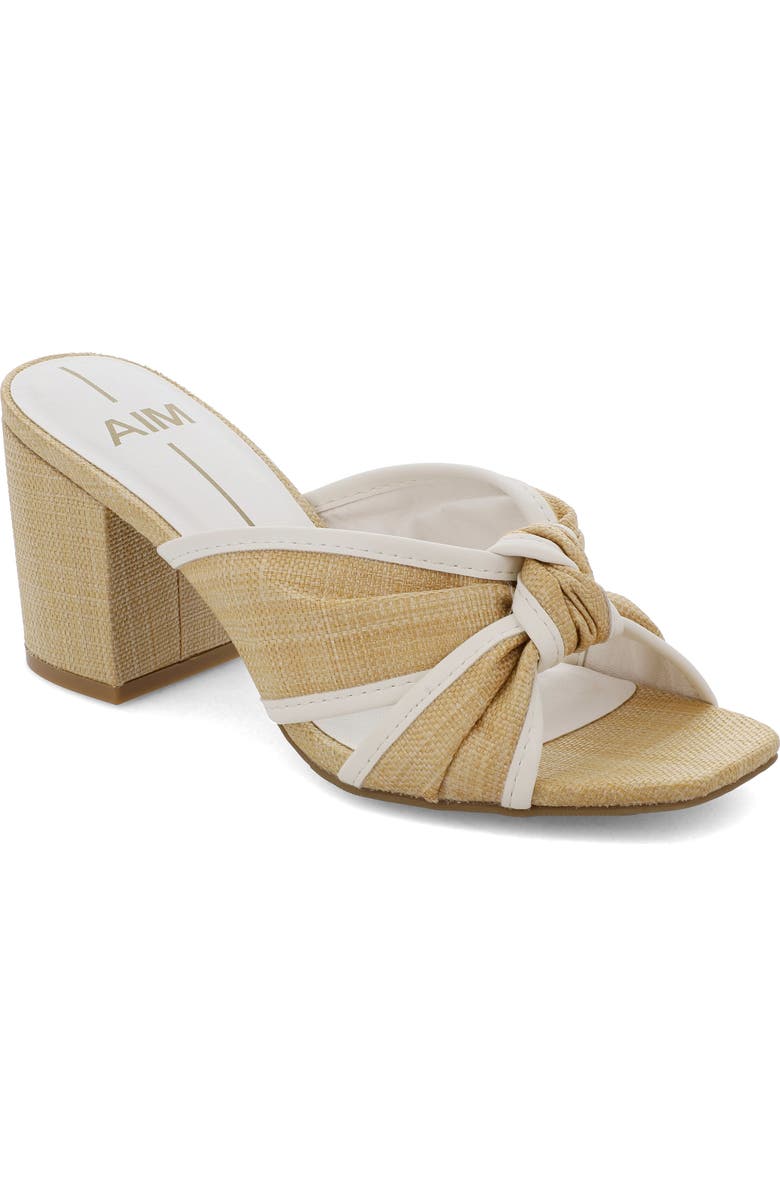 MIA Hania Block Heel Sandal, Main, color, Natural W/ White