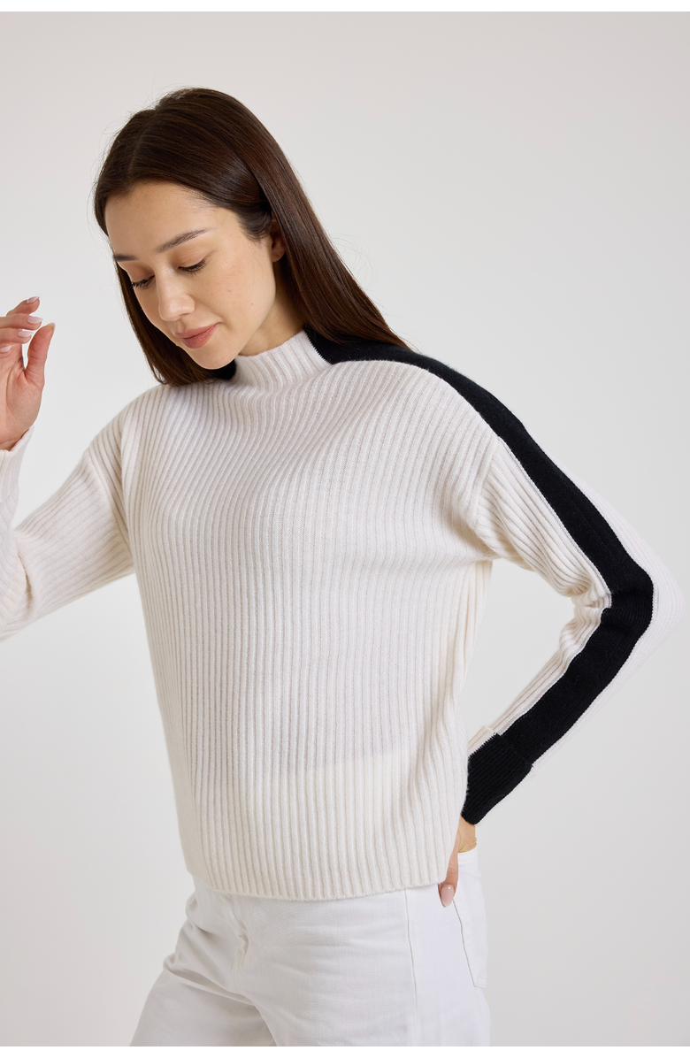 Brodie Pure Cashmere Chamonix Mock Neck 100% Cashmere Sweater, Alternate, color, Organic White