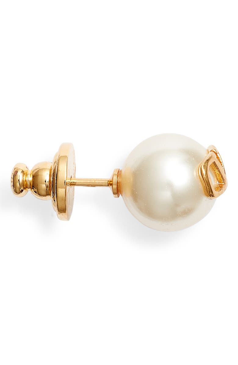 Valentino Garavani VLOGO Imitation Pearl Stud Earrings, Alternate, color, Ivory/Gold