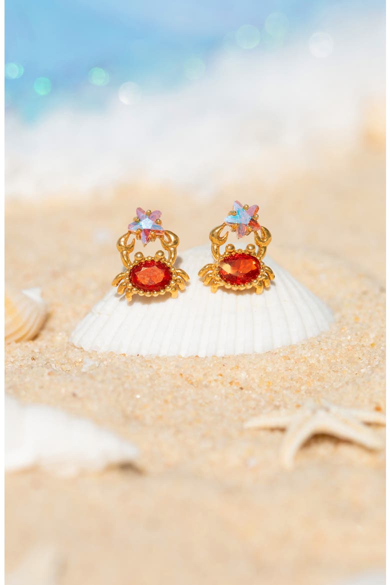 Crab Star Stud Earrings, Alternate, color, GOLD