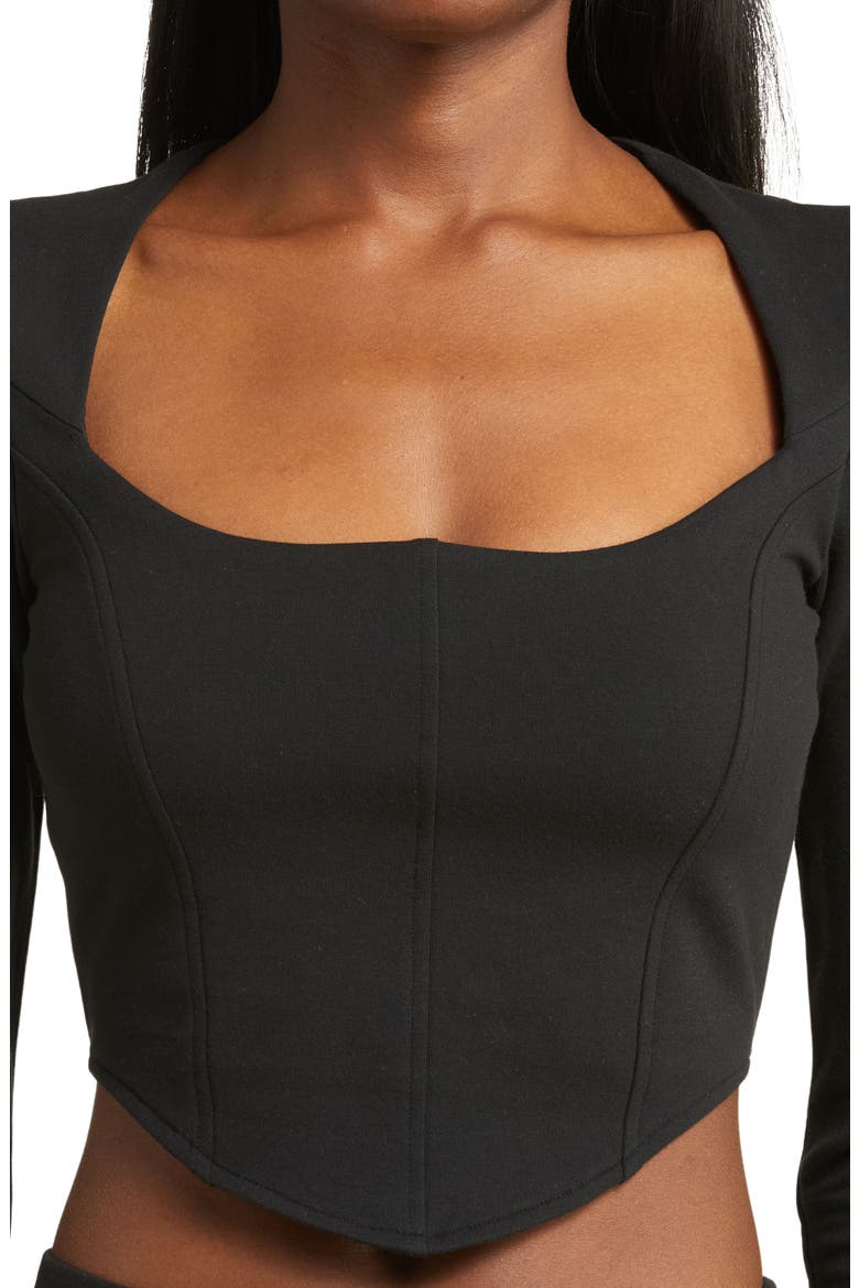 Corset Detail Crop T-Shirt, Alternate, color, BLACK
