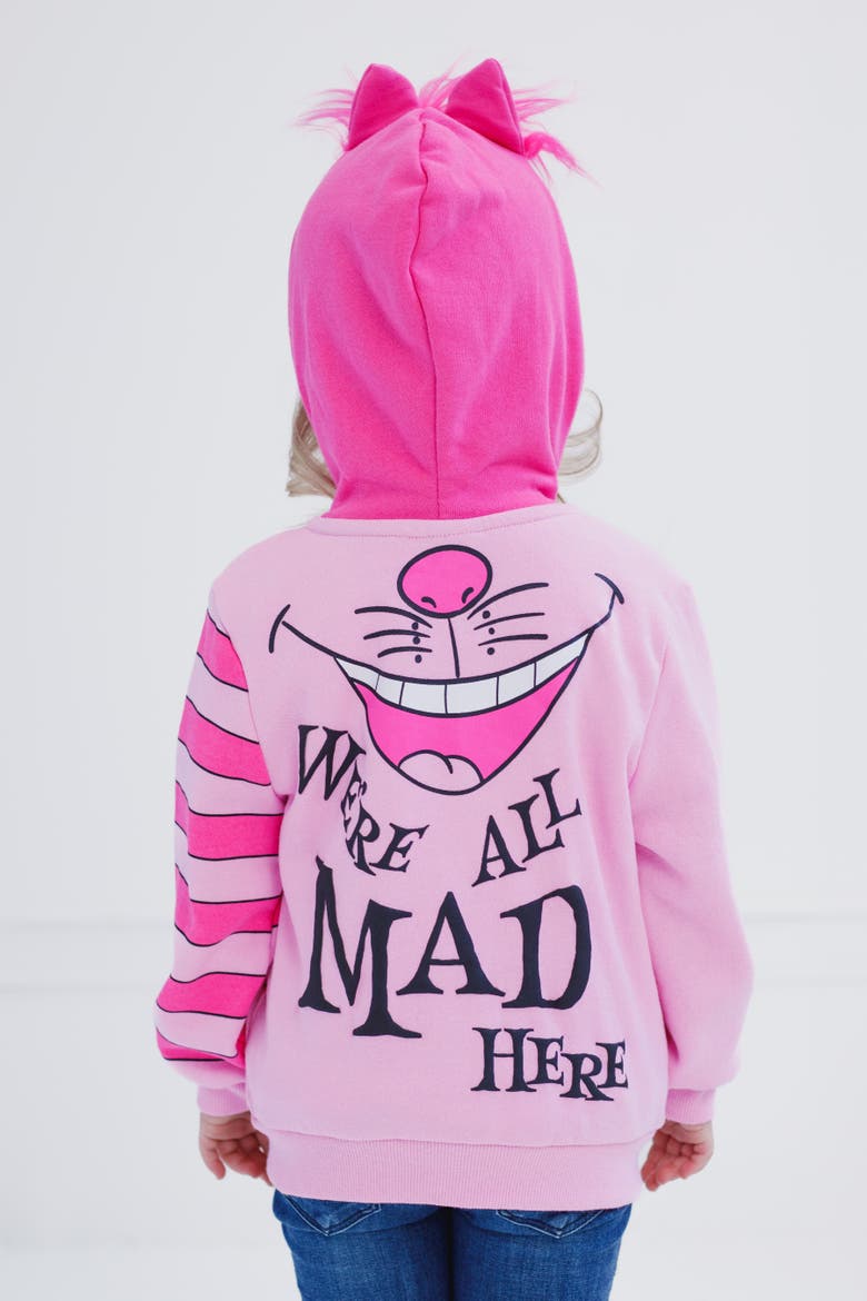 Alice in Wonderland Cheshire Cat Fleece Zip-Up Hoodie, Alternate, color, Cheshire Cat Pink