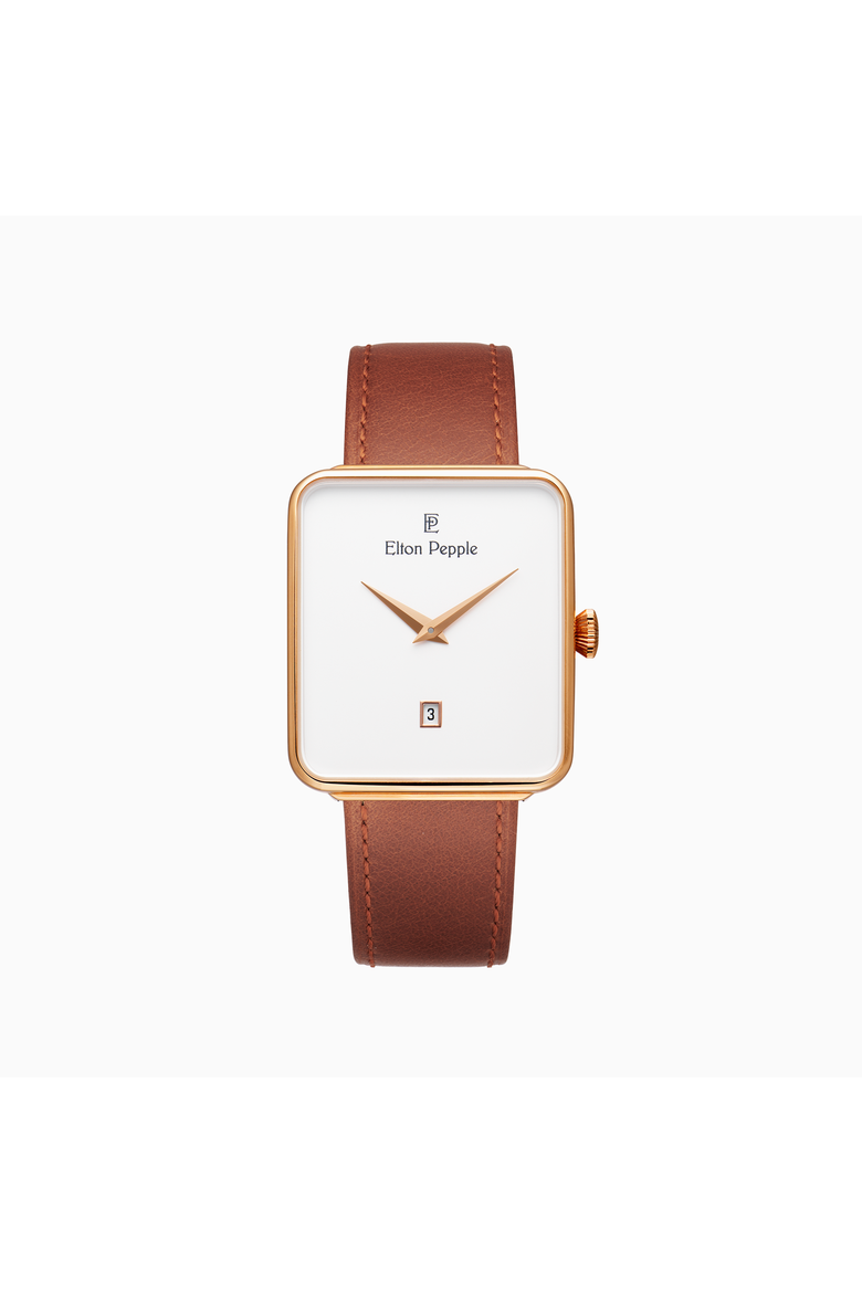 Men's Classic Oakton - Edgewater, 38mm, Main, color, Eggshell White/Brown/Rose Gold