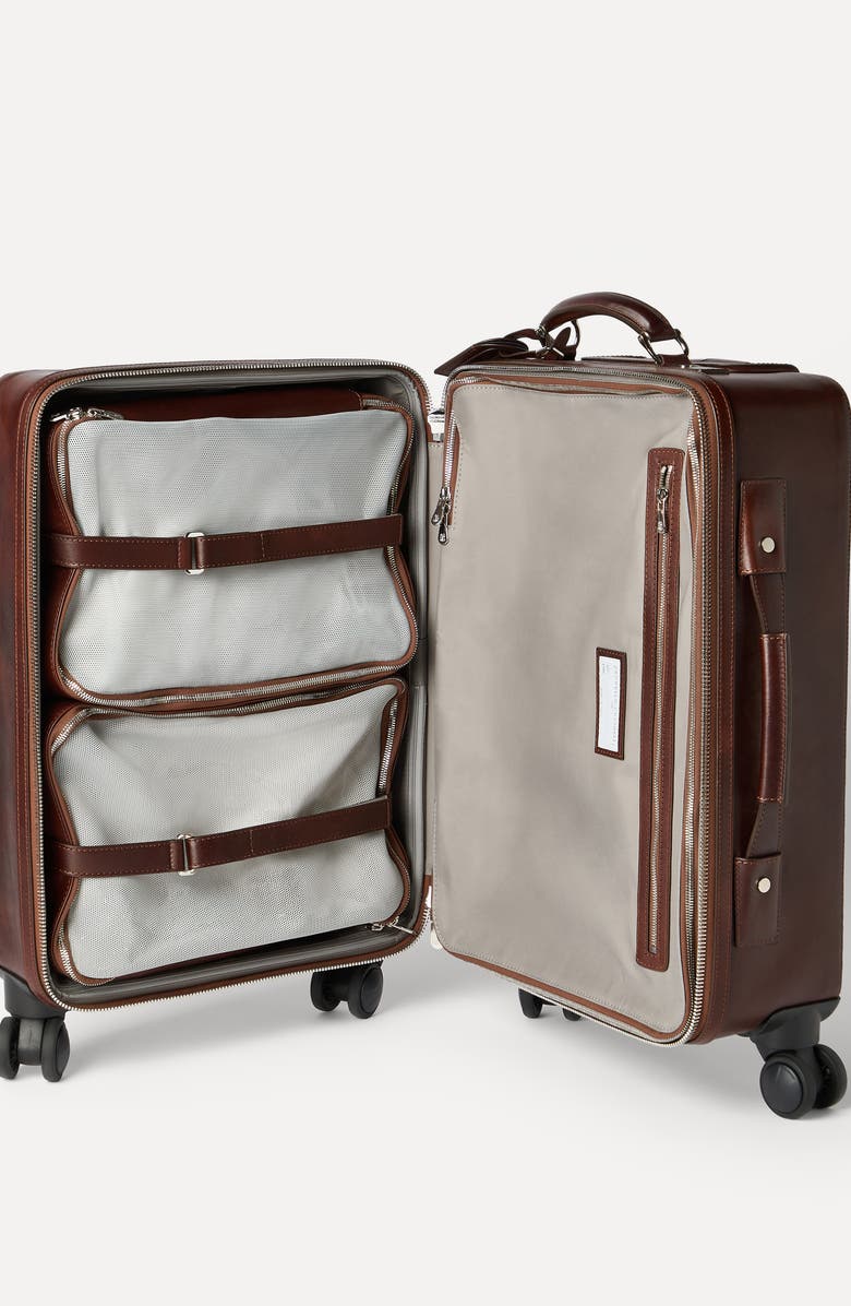 Brunello Cucinelli Burnished calfskin suitcase, Alternate, color, Burgundy