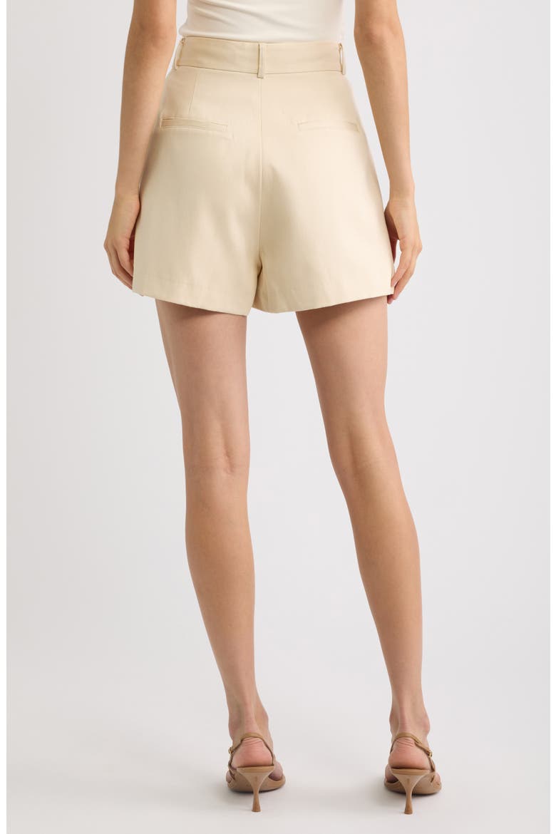 Pleated High Waist Shorts, Alternate, color, STONE