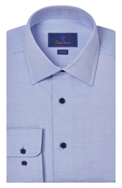 David Donahue Trim Fit Cotton Microdobby Dress Shirt In Blue