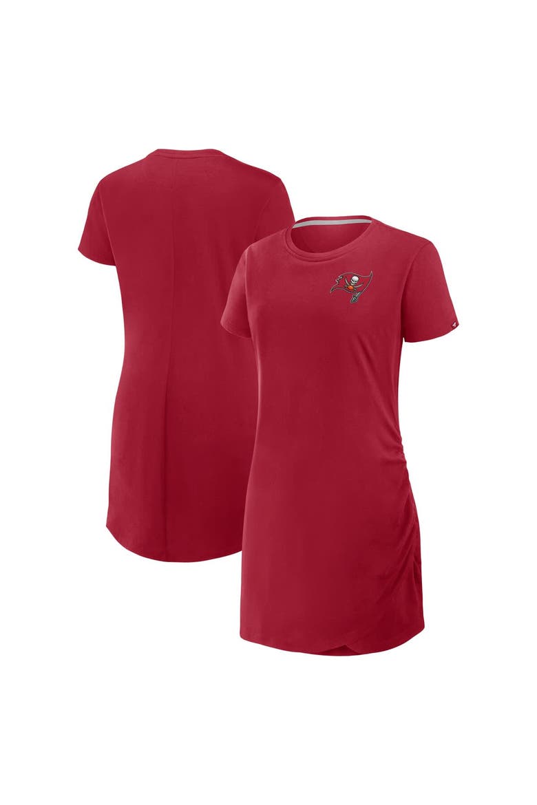 Women's Fanatics Red Tampa Bay Buccaneers Ruched Drape T-Shirt Dress, Alternate, color, Red
